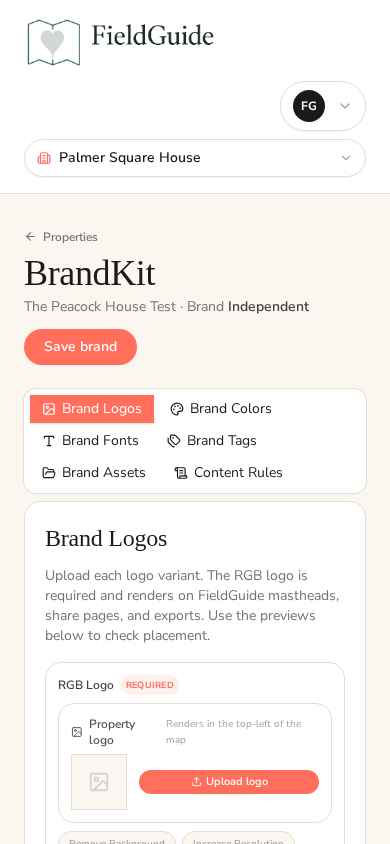 FieldGuide BrandKit — logos, colors, fonts and content rules